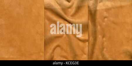Set of light brown suede leather textures for background Stock Photo
