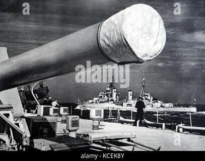 Photograph taken aboard the HMS Superb,  a Bellerophon-class battleship of the British Royal Navy. Dated 20th Century Stock Photo