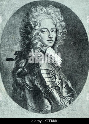 Engraved portrait of Charles XII of Sweden (1682-1719) King of Sweden. Dated 18th Century Stock Photo