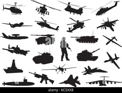 Military silhouettes Stock Vector