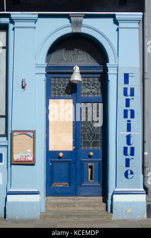 Art Deco doorway on abandoned building in London. Stock Photo