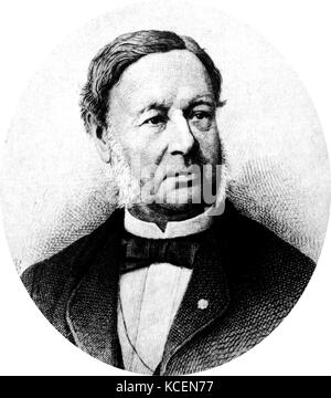 Theodor Schwann (1810 – 1882) German physiologist. His many contributions to biology include the development of cell theory, the discovery of Schwann cells in the peripheral nervous system, the discovery and study of pepsin, the discovery of the organic nature of yeast, and the invention of the term metabolism. Stock Photo