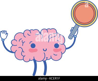 Funny brain cartoon with magnifying glass Stock Vector Image & Art - Alamy