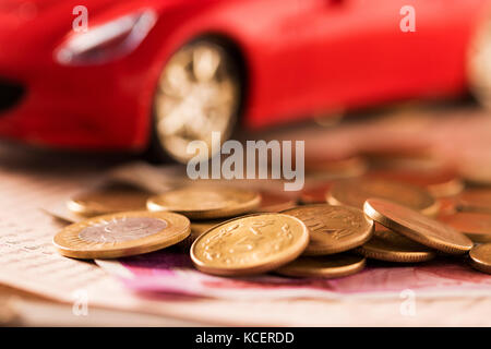 Banking and Finance Car Coins Dummy Futuristic Loan Money New Rupees Saving Stock Photo