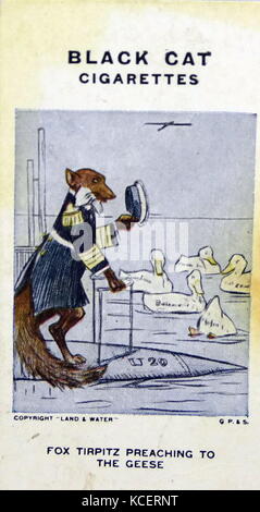 Black Cat Cigarettes, World war One, propaganda card showing: German admiral Tirpitz at sea Stock Photo