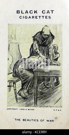 Black Cat Cigarettes, World war One, propaganda card showing: The beauties (horrors and despair) of War Stock Photo