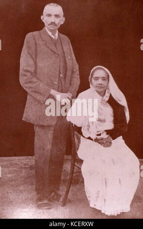 Mohandas Karamchand Gandhi and his wife Kasturba Return to India 1915 ...