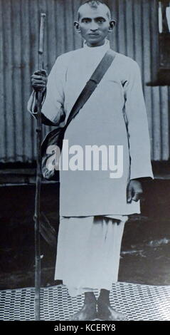 Mohandas Karamchand Gandhi, with the Indian medical corps during the Boer War in South Africa; 1899. Gandhi established an idealistic community called 'Tolstoy Farm' near Johannesburg, where he nurtured his policy of peaceful resistance . Gandhi (2 October 1869 – 30 January 1948), was the preeminent leader of the Indian independence movement in British-ruled India. Employing nonviolent civil disobedience, Gandhi led India to independence and inspired movements for civil rights and freedom across the world. Stock Photo