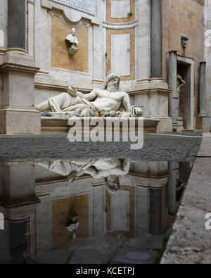 Rome. Italy. Colossal statue of the river god Oceanus, aka Marforio, 1st century A.D. in the courtyard of Palazzo dei Conservatori, Capitoline Museums Stock Photo