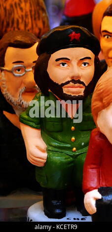 Ceramic figurine of Ernesto 'Che' Guevara (1928 – October 9, 1967), an Argentine Marxist revolutionary, physician, author, guerrilla leader, diplomat, and military theorist. A major figure of the Cuban Revolution, his stylized visage has become a ubiquitous countercultural symbol of rebellion and global insignia in popular culture Stock Photo
