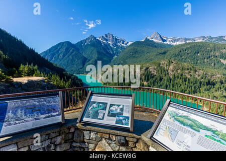 Diablo Lake from overlook is a reservoir in the North Cascade mountains of northern Washington state in North Cascades National Park United States Stock Photo