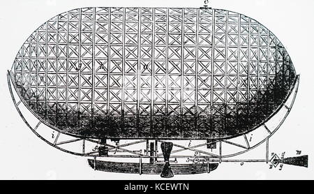 Engraving depicting Henry Bell's design for an aerial machine, which ...