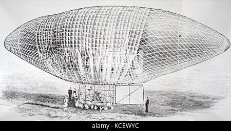 transport / transportation, aviation, airship, steam airship of Henri ...