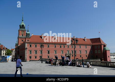 Photograph of the Royal Castle in Warsaw (Zamek Krolewski w Warszawie), formerly served as the official residence of the Polish monarchs. It is located in the Castle Square, at the entrance to the Warsaw Old Town. Burned and looted by the Nazi Germans following the Invasion of Poland in 1939 and almost completely destroyed in 1944 after the failed Warsaw Uprising, the Castle was completely rebuilt and reconstructed. Dated 21st Century Stock Photo