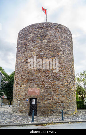 Büchelturm, 14th century watch tower on the mediaeval town walls, St. Vith, Ostbelgien (Cantons de l'Est), Belgium Stock Photo