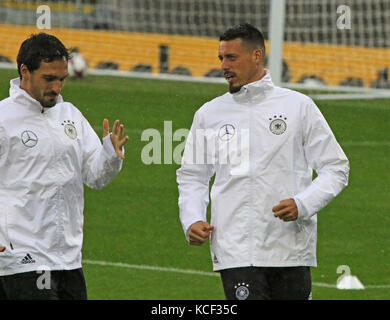 Belfast, UK. 4th Oct, 2017. National Football Stadium at Windsor Park Belfast Northern, Ireland. 04th Oct, 2017. Germany train ahead of tomorrow night's World Cup qualifier against Northern Ireland in Belfast. Credit: David Hunter/Alamy Live News Stock Photo