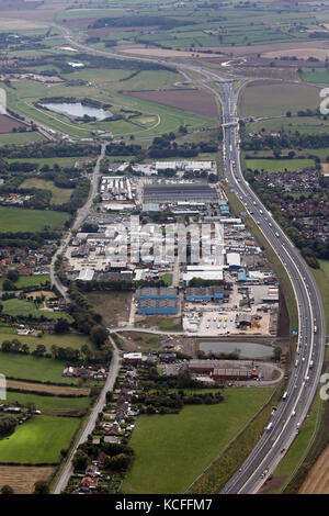 aerial view of Gatherley Road Industrial Estate, Brompton on Swale, Richmond DL10 7JQ Stock Photo