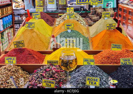 spices at Mısır Çarşısı, Egyptian Bazaar, Istanbul, Turkey Stock Photo