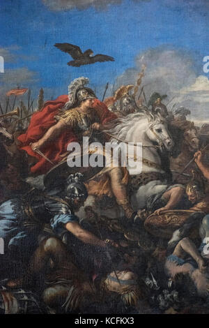 Rome. Italy. Detail of Alexander the Great on horseback, from the painting 'Battle of Alexander and Darius' (1644-50), by Pietro da Cortona (1597-1669 Stock Photo