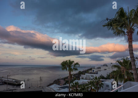 Views across Puerto del Carmen seafront and harbour, Lanzarote Stock Photo