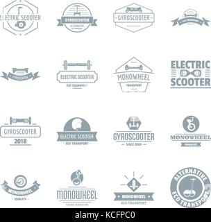 Balancing scooter logo icons set, simple style Stock Vector