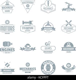 Mechanics logo icons set, simple style Stock Vector