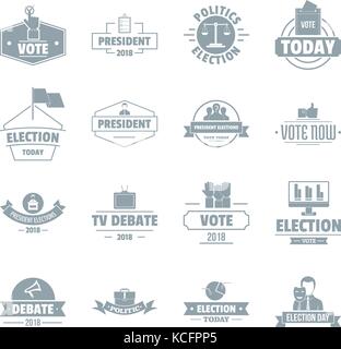 Election voting logo icons set, simple style Stock Vector