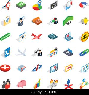 Transaction icons set, isometric style Stock Vector