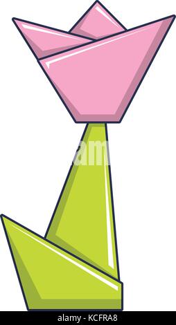 Origami tulip icon, cartoon style Stock Vector