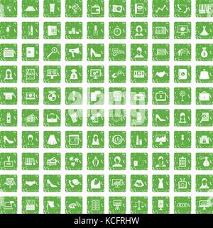 100 woman icons set green circle isolated on white background vector ...