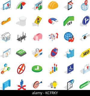 Resolution icons set, isometric style Stock Vector
