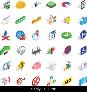 Resolve icons set, isometric style Stock Vector