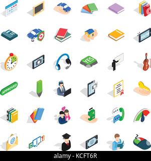 Indicator icons set, isometric style Stock Vector