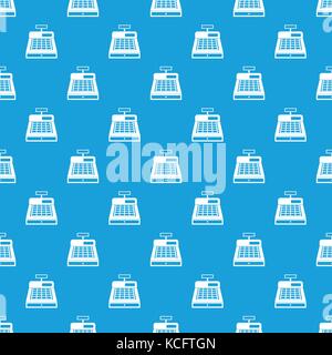 Cash register pattern seamless blue Stock Vector
