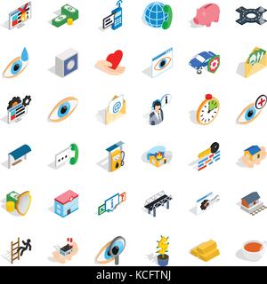 Cross in hospital icons set, isometric style Stock Vector