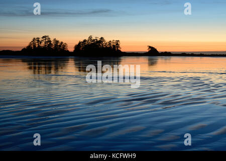 Sunset on Chesterman Beach, Tofino, Vancouver Island, BC Canada. Stock Photo