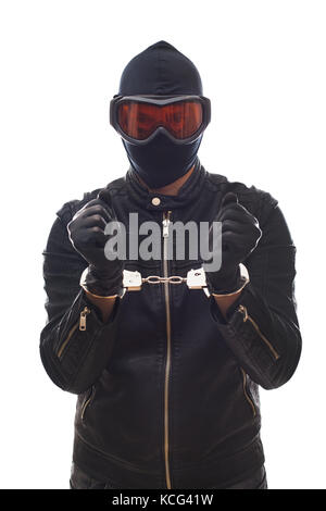 Criminal wearing mask isolated on white Stock Photo - Alamy