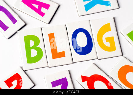 word blog made of colorful letters on white background Stock Photo