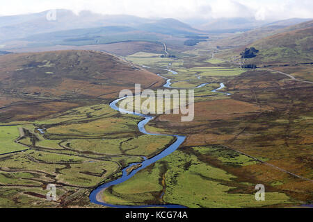 an aerial view of a river valley in south west Scotland Stock Photo