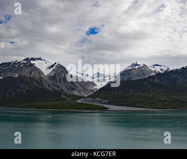 Fairweather Range and Johns Hopkins Inlet view from cruise ship in Glacier Bay National Park and Preserve Stock Photo