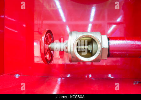 Fire hose cabinet installed in the building Stock Photo