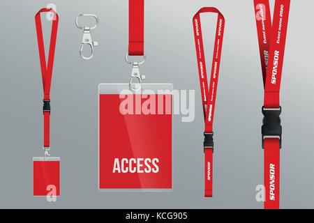 Set of lanyard and badge. Design example vip pass. Template vector ...