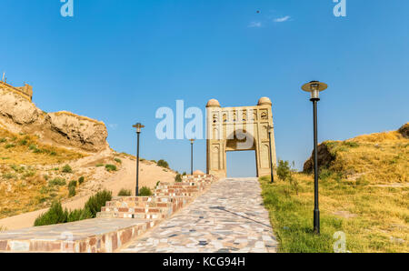 Entrance of Hisor Fortress in Tajikistan Stock Photo