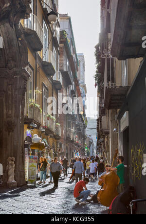 Narrow street in the historic centre (Centro Storico), Naples, Campania, Italy Stock Photo