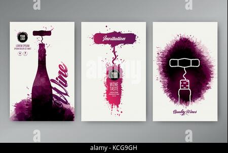 Design templates background wine stains. Suitable for promotions, brochures, tasting events, wine presentation or wine list. Vector Stock Vector