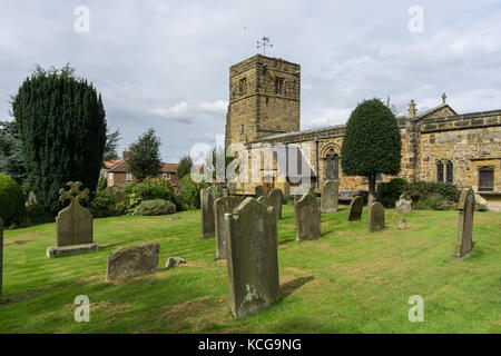 Husthwaite village North Yorkshire UK showing the 12th Century St ...