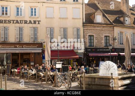 Streets and cafes, Beaune, Burgundy, France. Stock Photo