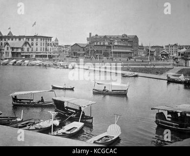 United States of America, the seaside resort of Asbury Park on Wesley Lake, State of New Jersey, digital improved reproduction of a historical photo from the (estimated) year 1899 Stock Photo