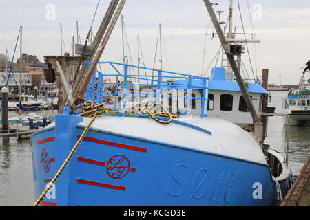 British fishing boats at port. Stock Photo