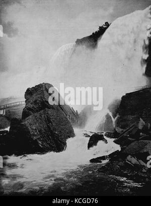 United States of America, rocks below the Niagara Falls on the American side, digital improved reproduction of a historical photo from the (estimated) year 1899 Stock Photo